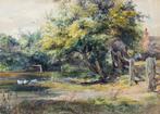 Paul Jacob Naftel (1817-1891) - Landelijk riviergezicht met, Antiek en Kunst, Kunst | Schilderijen | Klassiek