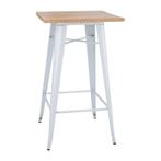 Statafel | BISTRO | Hout/Staal | Essenhout Blad | Wit Frame, Verzenden, Nieuw in verpakking