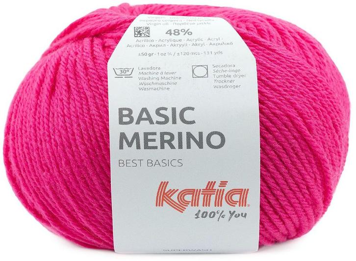 Katia Basic Merino - 98 neon fuchsia - Wol/Acryl Garen, Hobby en Vrije tijd, Breien en Haken, Ophalen of Verzenden