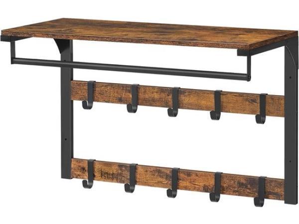 Veiling - Kapstok met plank wandrek met 10 afneembare haken, Huis en Inrichting, Woonaccessoires | Kapstokken