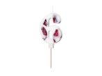 Birthday Candle Number 6, White with Flower Petals, 8 cm, Verzenden, Nieuw
