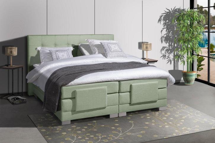 Mörgenn Elektrische Boxspring Nauplion Groen - 90x200 cm, Huis en Inrichting, Slaapkamer | Boxsprings, Groen, Nieuw, Verzenden