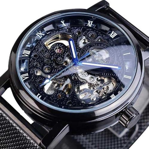 Gouden Kast Luxe Horloge voor Heren - Mesh Bandje, Sieraden, Tassen en Uiterlijk, Smartwatches, Nieuw, Verzenden