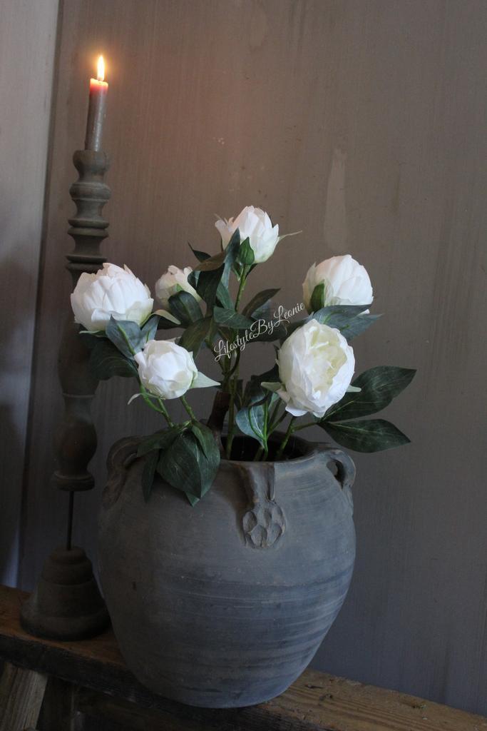 Namaak pioenrozen in pot Wit 44 cm, Huis en Inrichting, Woonaccessoires | Kunstplanten en Kunstbloemen, Nieuw, Ophalen of Verzenden