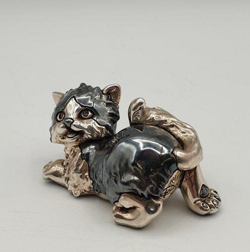 Principi - Gatto rivestito in Argento 925 e smalto - Figuur, Antiek en Kunst, Antiek | Goud en Zilver