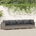 vidaXL 4-delige Loungeset met kussens poly rattan grijs, Verzenden, Nieuw, Rotan, Loungeset