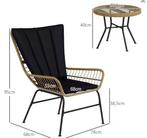 3-delige Rotan Bistroset – Stoelen met Glazen Tafel, Verzenden, Nieuw