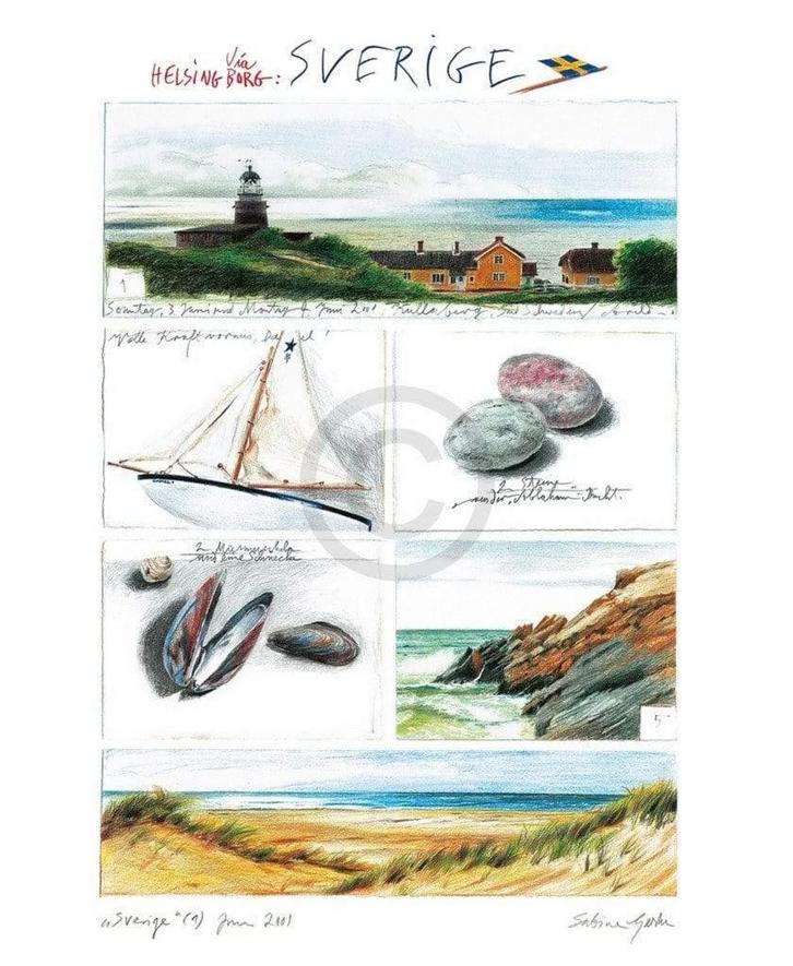 Kunstdruk Sabine Gerke - Via Helsingborg 40x50cm, Huis en Inrichting, Woonaccessoires | Schilderijen, Tekeningen en Foto's, Nieuw