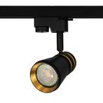 LED 1-fase Railspot 60mm Zwart met goud | GU10 fitting, Huis en Inrichting, Lampen | Spots, Ophalen of Verzenden, Nieuw, Metaal of Aluminium