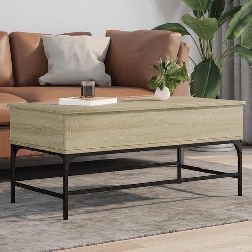 vidaXL Salontafel 100x50x45 cm bewerkt hout en metaal sonoma, Huis en Inrichting, Tafels | Salontafels, 100 tot 150 cm, Nieuw