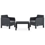 vidaXL 3-delige Loungeset met kussens PP rattan, Tuin en Terras, Tuinsets en Loungesets, Verzenden, Nieuw, Loungeset