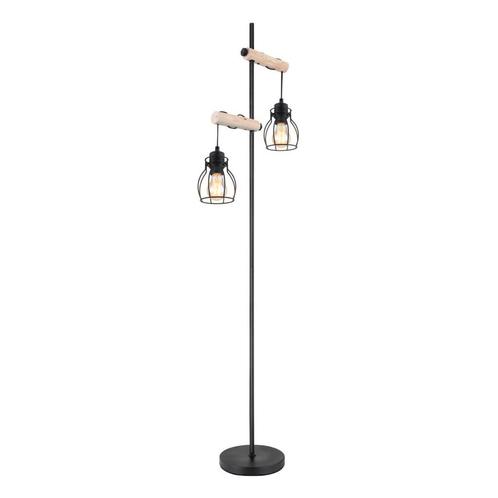 Vloerlamp MINA Industrieel 150.0cm Matt zwart E27 - 2-Lichts, Huis en Inrichting, Lampen | Vloerlampen, 150 tot 200 cm, Nieuw