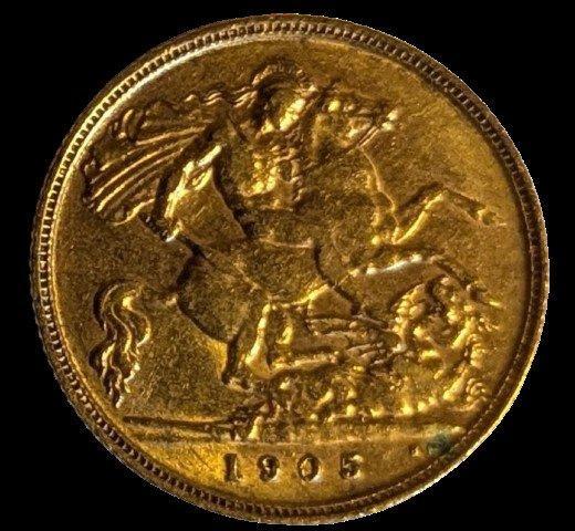 Verenigd Koninkrijk. Edward VII. 1/2 Sovereign 1905, Postzegels en Munten, Munten | Europa | Niet-Euromunten