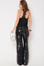 Black Sequin Wide Leg Trousers - S, Kleding | Dames, Verzenden, Nieuw
