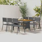 vidaXL 7-delige Tuinset poly rattan grijs, 6 zitplaatsen, Nieuw, Tuinset, Verzenden