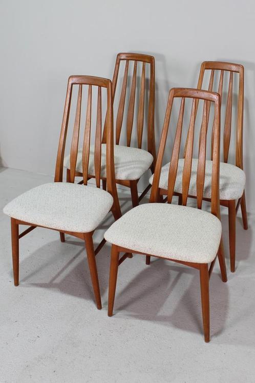 4x Vintage Deens Design eetkamerstoelen, Huis en Inrichting, Stoelen, Bruin, Zo goed als nieuw, Hout, Stof