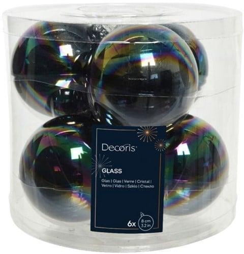 Glazen kerstballen parelmoer iriserend transparant 80 mm, Huis en Inrichting, Woonaccessoires | Kunstplanten en Kunstbloemen, Nieuw