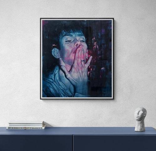 Gabriel Avila Santiesteban - Indigo eyes NO Reserve, Antiek en Kunst, Kunst | Schilderijen | Modern
