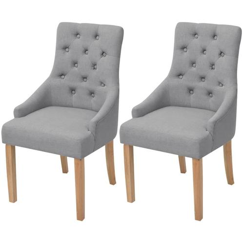 vidaXL Eetkamerstoelen 2 st stof lichtgrijs, Huis en Inrichting, Stoelen, Grijs, Nieuw, Verzenden