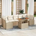 vidaXL 8-delige tuinset met kussens in beige poly rattan en, Tuin en Terras, Tuinsets en Loungesets, Verzenden, Nieuw, Rotan, Tuinset