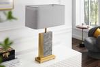 Design Tafellamp ELEGANCIA 65cm Goud Grijs Stoffen Kap, Huis en Inrichting, Lampen | Tafellampen, Ophalen of Verzenden, Nieuw