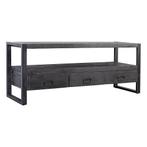 Tv-meubel Mangohout Britt 150 Zwart, Verzenden, 150 tot 200 cm, Nieuw, Minder dan 100 cm