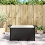 vidaXL Tuinbank met kussen 116x46x57 cm poly rattan zwart, Tuin en Terras, Tuinbanken, Verzenden, Nieuw, Rotan