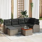 vidaXL Tuin Sofa Set 7 pcs Grijs Medium Riet, Metaal, Verzenden, Nieuw, Rotan