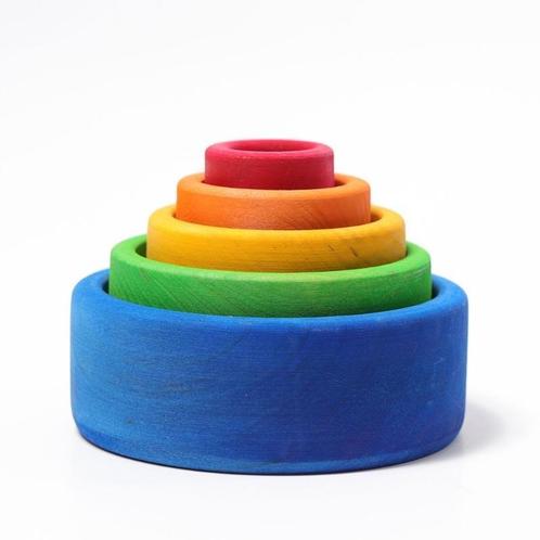 Grimms - Houten Stapel Bakjes Regenboog 5 stuks, Kinderen en Baby's, Speelgoed | Overig