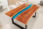Massieve eettafel LIQUID 160cm bruin acaciahout boomrand, Ophalen of Verzenden, Nieuw