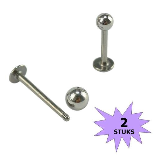 Fako Bijoux® - Labret Piercing - 3mm - Zilverkleurig - 2, Sieraden, Tassen en Uiterlijk, Piercings, Verzenden