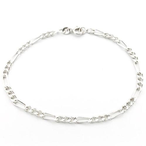 Zilveren armband; figaro schakel | 18,5 cm, Sieraden, Tassen en Uiterlijk, Armbanden, Zilver, Gebruikt, Zilver, Verzenden