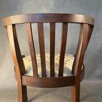 Fauteuil - Hout, poef met bekleding uit de jaren 50/60
