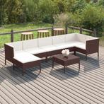 vidaXL 8-delige Loungeset met kussens poly rattan bruin, Verzenden, Nieuw, Rotan, Loungeset