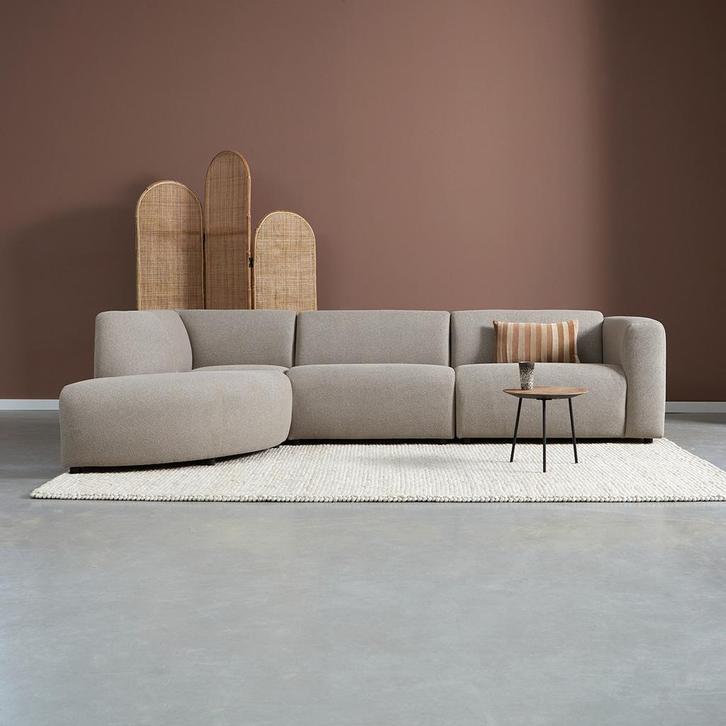 *WOONWINKEL* Hoekbank Met Rond Element Links Taupe, Huis en Inrichting, Banken | Bankstellen, Nieuw, Verzenden