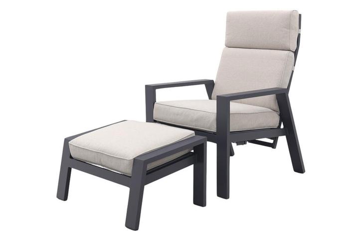 Garden Impressions Max loungestoel + voetenbank - Carbon, Tuin en Terras, Tuinstoelen, Nieuw, Overige materialen, Verzenden