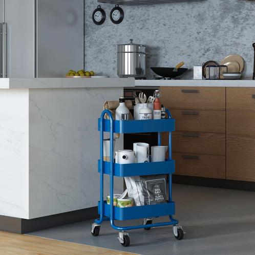 [en.casa] Keukentrolley Pyhäntä met 3 manden 78,5x46x35 cm b, Huis en Inrichting, Keuken | Keukenbenodigdheden, Nieuw, Verzenden