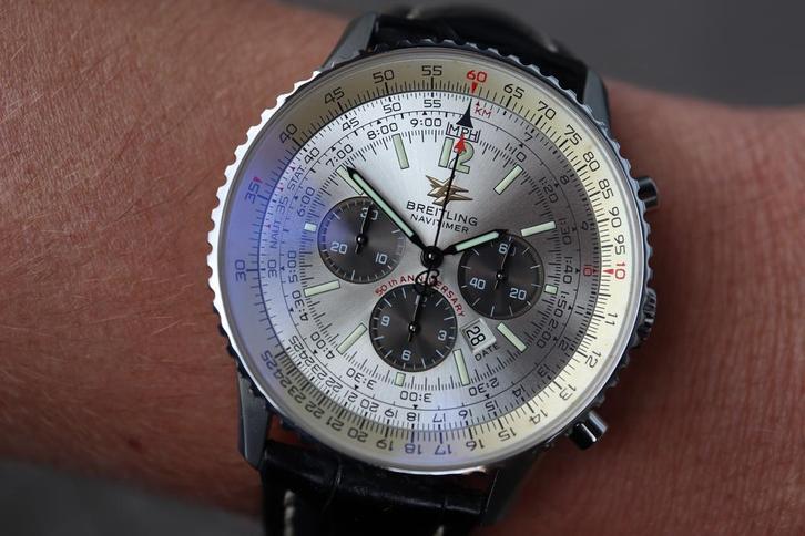 Horloge Breitling Navitimer 50th Anniversary Full set,, Sieraden, Tassen en Uiterlijk, Horloges | Heren, Leer, Zo goed als nieuw