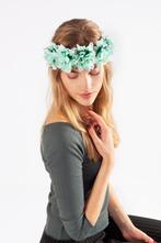 Bloemenkrans Haar Hibiscus Hawaii Mintgroen Bloemen Haarband, Nieuw, Carnaval, Ophalen of Verzenden, Accessoires