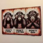 Dont look dont listen dont say metalen bord, Verzenden, Gebruikt