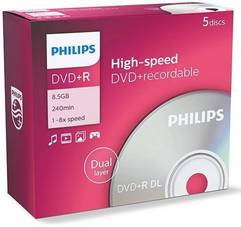 Philips DVD+R DL 8.5 GB 5 stuks, Computers en Software, Beschrijfbare discs, Nieuw, Verzenden