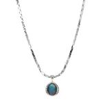 Witgouden collier met opaal hanger 50.5 cm 18 karaat, Met hanger, Zo goed als nieuw, Goud, Verzenden