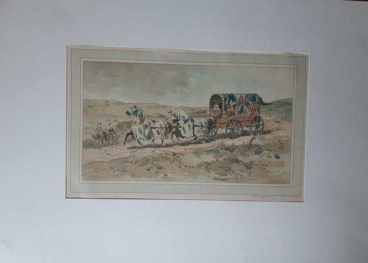 Armand Jean Heins - Carriage of a lady (1886), Antiek en Kunst, Kunst | Litho's en Zeefdrukken, Ophalen of Verzenden
