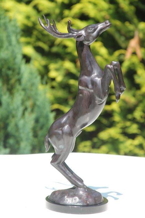 sculptuur, springend hert - 52 cm - Brons, Marmer, Antiek en Kunst, Kunst | Designobjecten
