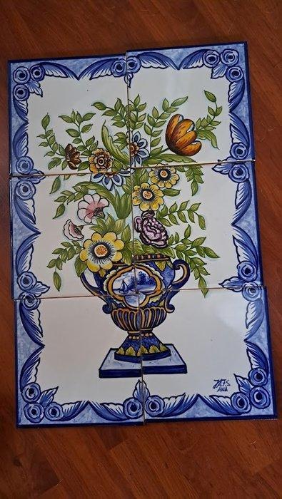 Geïnspireerd door de antieke stijl Tegel - vaas met bloemen, Antiek en Kunst, Antiek | Glas en Kristal