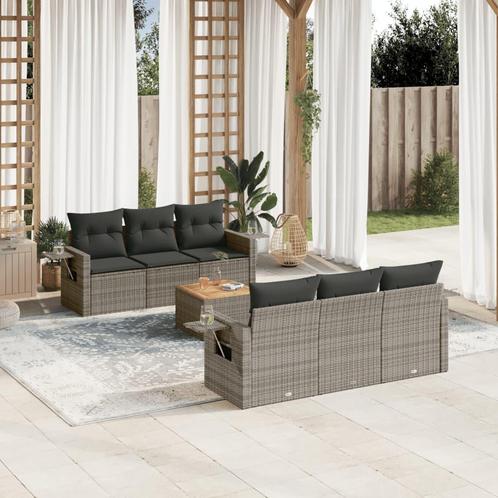 vidaXL 7-delige Loungeset met kussens poly rattan grijs, Tuin en Terras, Tuinsets en Loungesets, Loungeset, Nieuw, Rotan, Verzenden