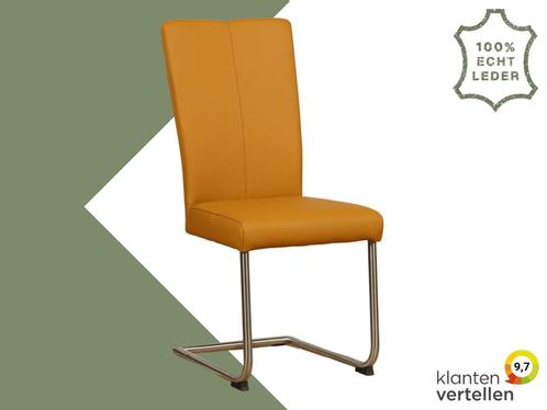 Leren eetkamerstoel Dry - Toledo Leem (geel/bruin) -, Huis en Inrichting, Stoelen, Eén, Nieuw, Leer, Ophalen of Verzenden