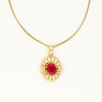 Ketting met hanger - 14 karaat Geel goud - Robijn, Sieraden, Tassen en Uiterlijk, Antieke sieraden