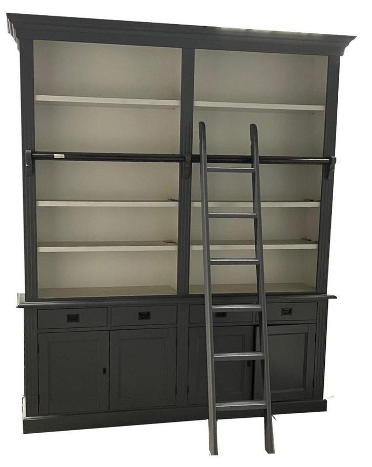 Boekenkast antraciet met trap Kesteren 200 x 240cm, Huis en Inrichting, Kasten | Boekenkasten, Ophalen of Verzenden
