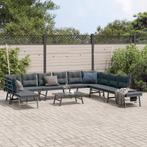 vidaXL 6-delige Tuinbankenset met kussens gepoedercoat staal, Verzenden, Nieuw, Rvs